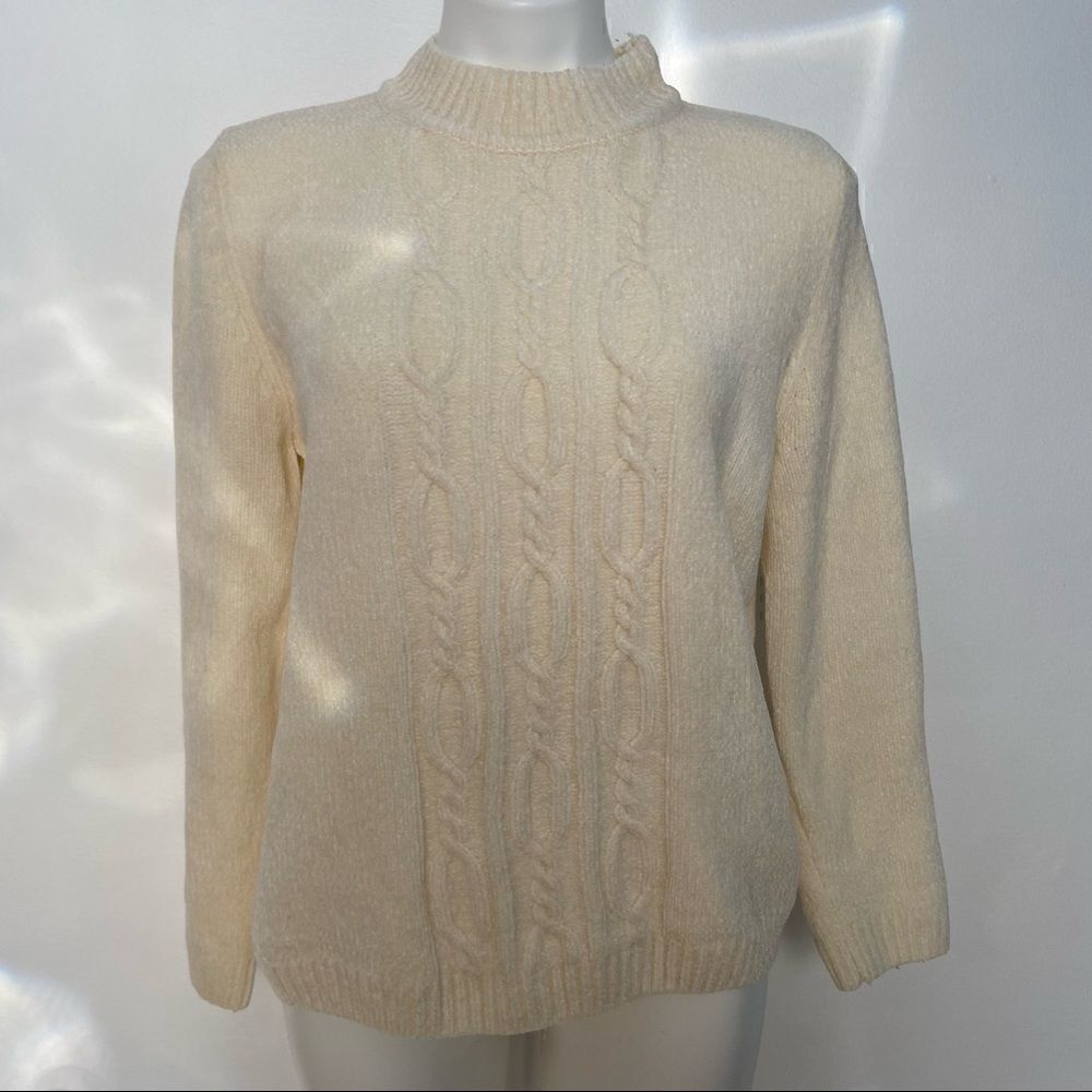 Alfred Dunner Mock Neck Cable Knit Sweater